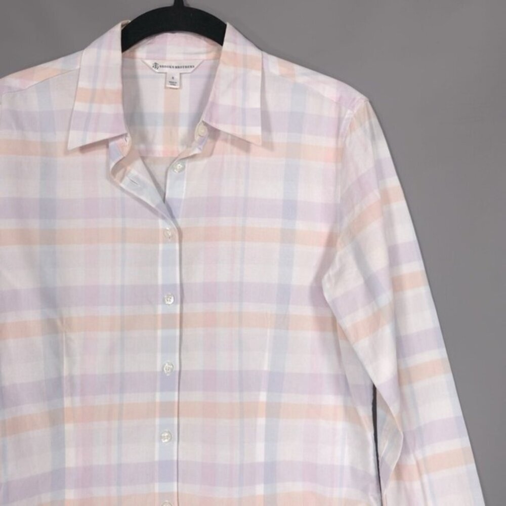 BROOKS BROTHERS Women's Shirt Size 6 Plaid Check Cotton Pastel Multicolor